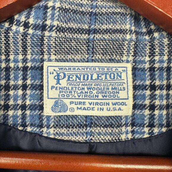 Vintage Womens Large 14-16 Pendleton Wool Blazer Suit Blue Plaid Made in USA - Picture 2 of 4